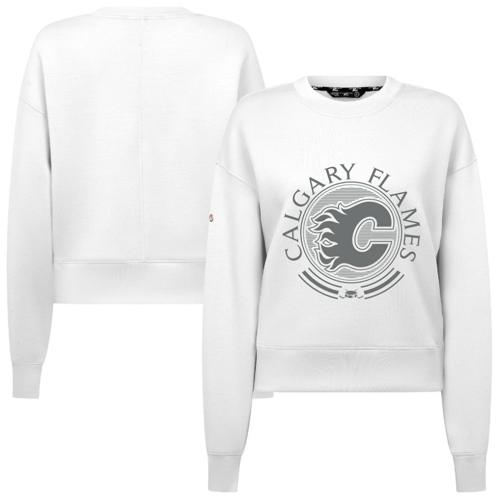 Calgary Flames Levelwear Women's Slate & Snow Sponge Tri-Blend Sweatshirt - White Sweatshirts