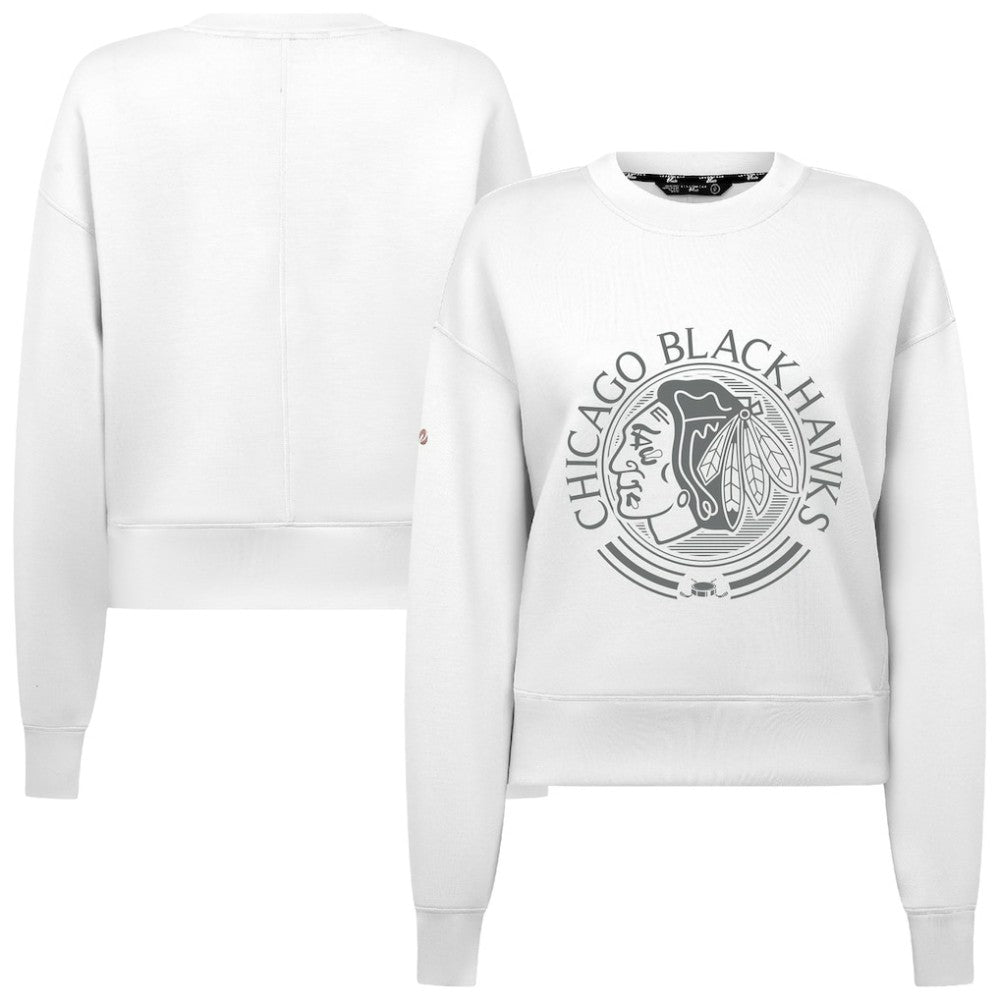 Chicago Blackhawks Levelwear Women's Slate & Snow Sponge Tri-Blend Sweatshirt - White Sweatshirts