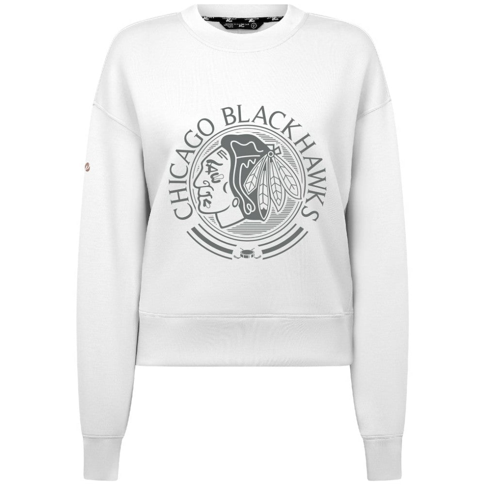 Chicago Blackhawks Levelwear Women's Slate & Snow Sponge Tri-Blend Sweatshirt - White Sweatshirts
