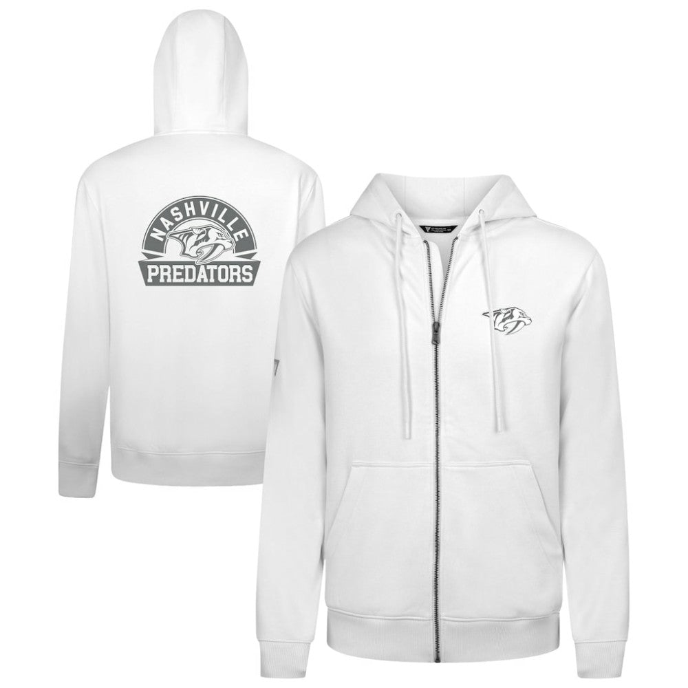 Nashville Predators Levelwear Podium Chenille Logo Full-Zip Hoodie - White Hoodies