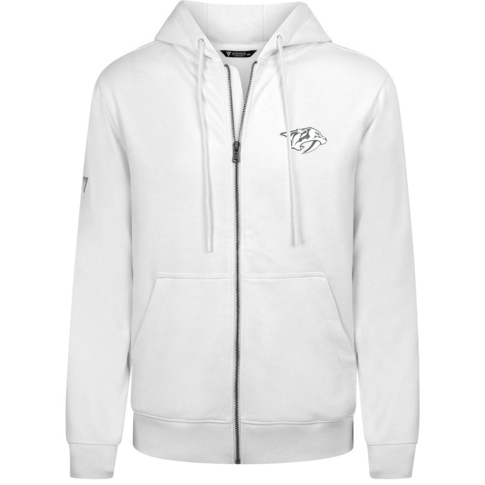 Nashville Predators Levelwear Podium Chenille Logo Full-Zip Hoodie - White Hoodies