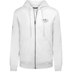 Nashville Predators Levelwear Podium Chenille Logo Full-Zip Hoodie - White Hoodies
