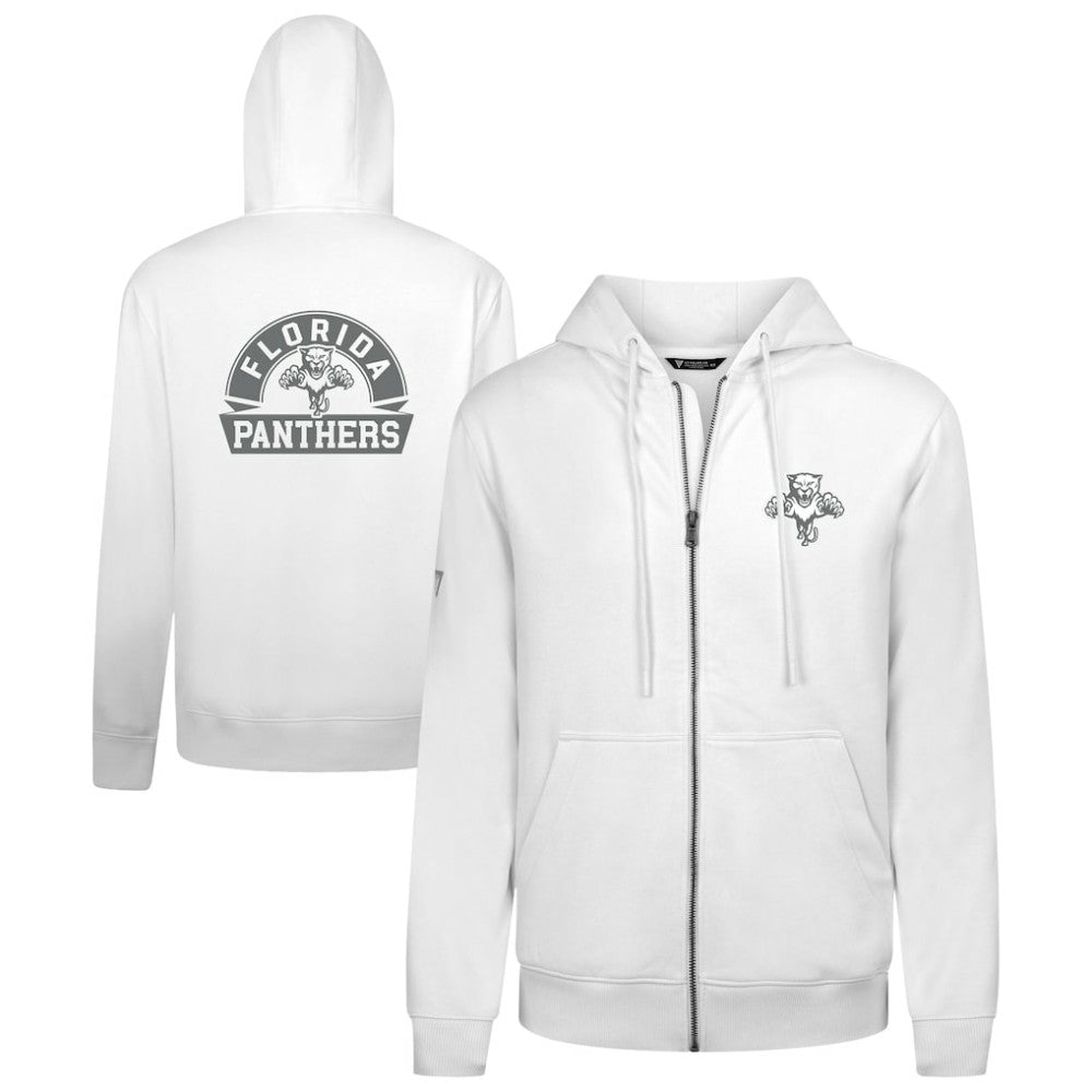 Florida Panthers Levelwear Podium Chenille Logo Full-Zip Hoodie - White Hoodies