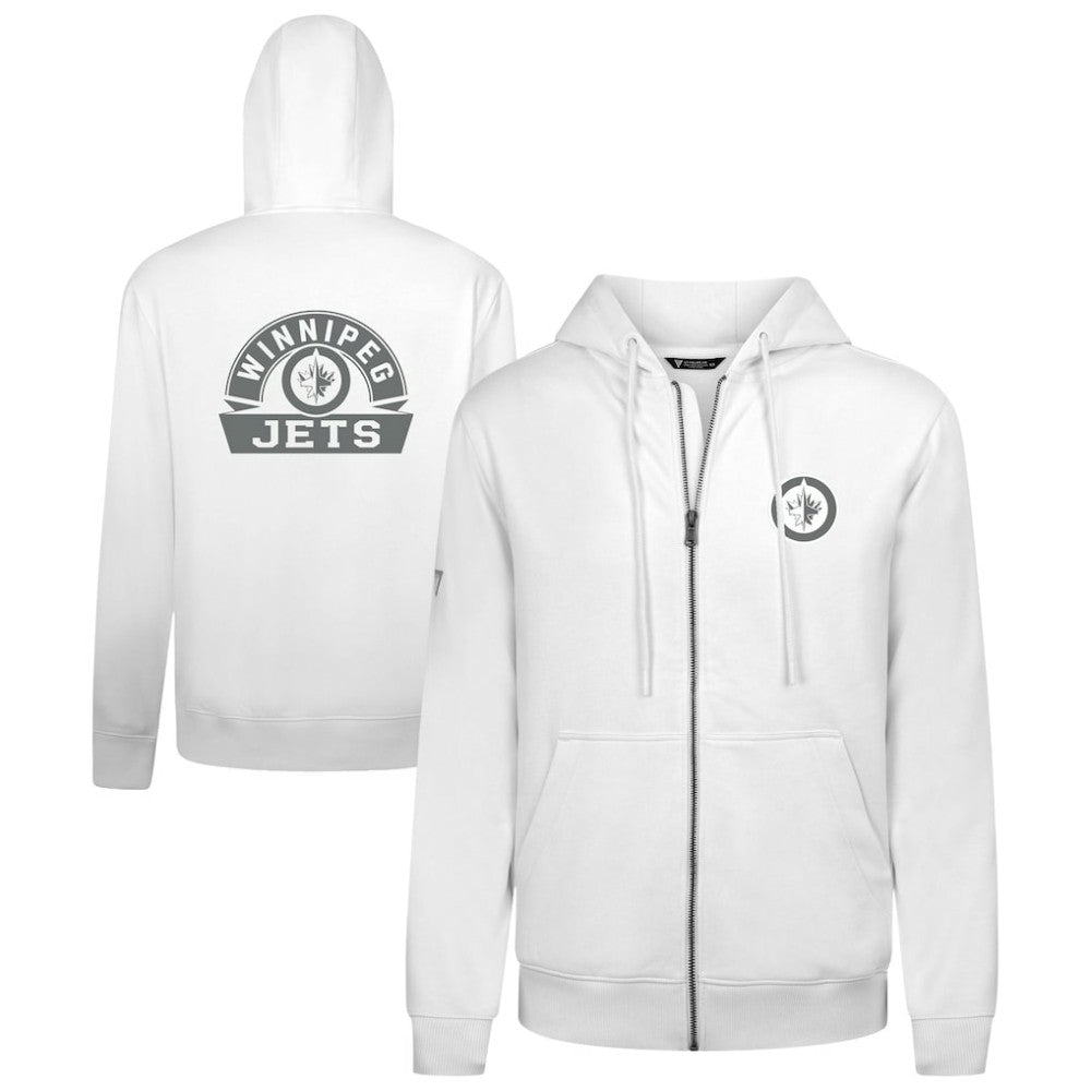 Winnipeg Jets Levelwear Podium Chenille Logo Full-Zip Hoodie - White Hoodies