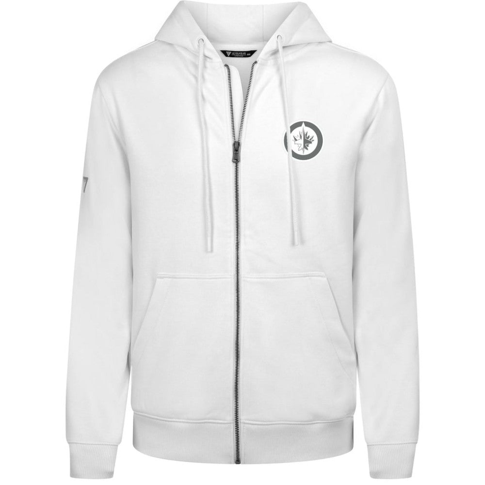 Winnipeg Jets Levelwear Podium Chenille Logo Full-Zip Hoodie - White Hoodies
