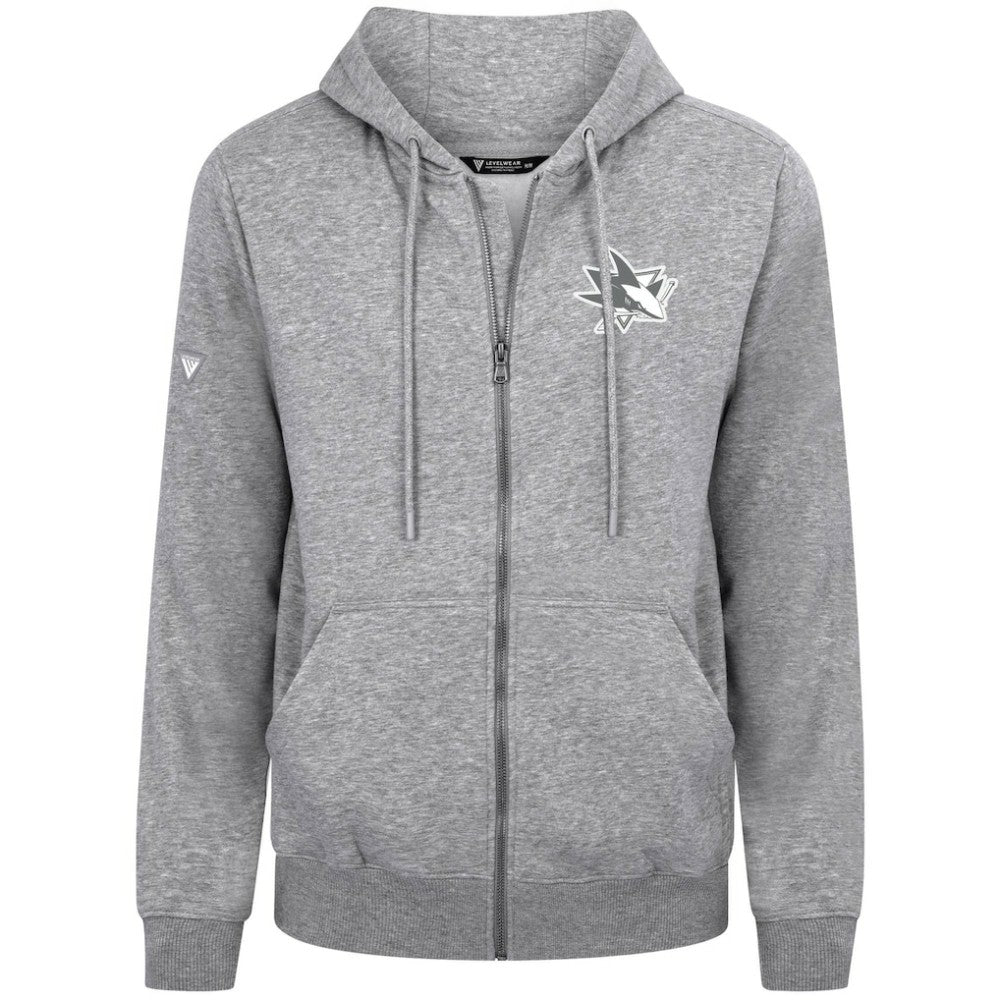 San Jose Sharks Levelwear Podium Chenille Logo Full-Zip Hoodie - Gray Hoodies