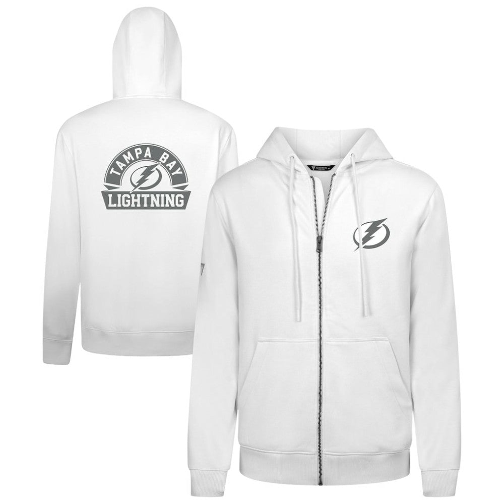 Tampa Bay Lightning Levelwear Podium Chenille Logo Full-Zip Hoodie - White Hoodies