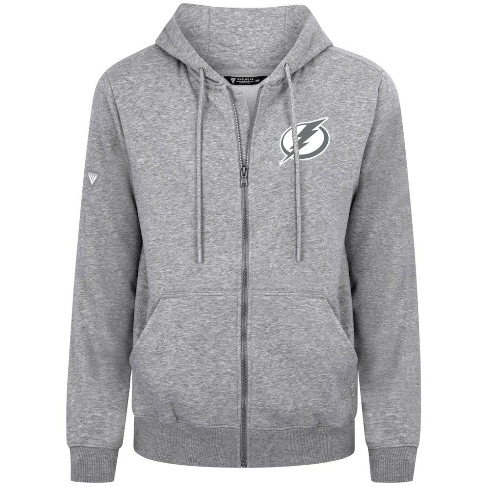 Tampa Bay Lightning Levelwear Podium Chenille Logo Full-Zip Hoodie - Gray Hoodies