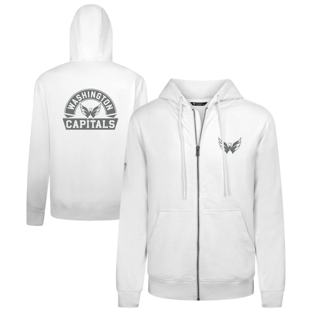 Washington Capitals Levelwear Podium Chenille Logo Full-Zip Hoodie - White Hoodies