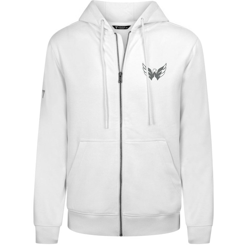 Washington Capitals Levelwear Podium Chenille Logo Full-Zip Hoodie - White Hoodies