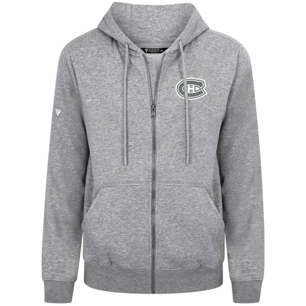 Montreal Canadiens Levelwear Podium Chenille Logo Full-Zip Hoodie - Gray Hoodies