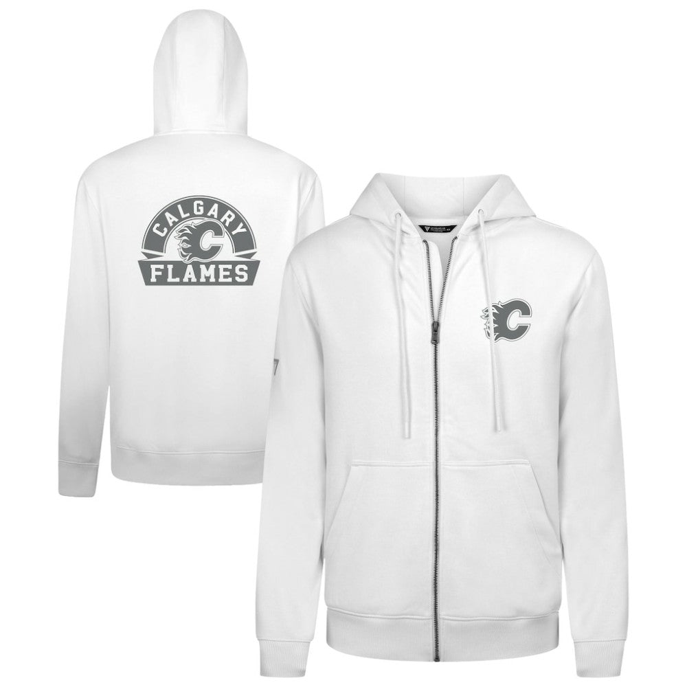Calgary Flames Levelwear Podium Chenille Logo Full-Zip Hoodie - White Hoodies
