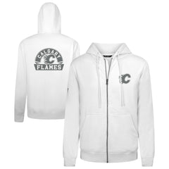 Calgary Flames Levelwear Podium Chenille Logo Full-Zip Hoodie - White Hoodies