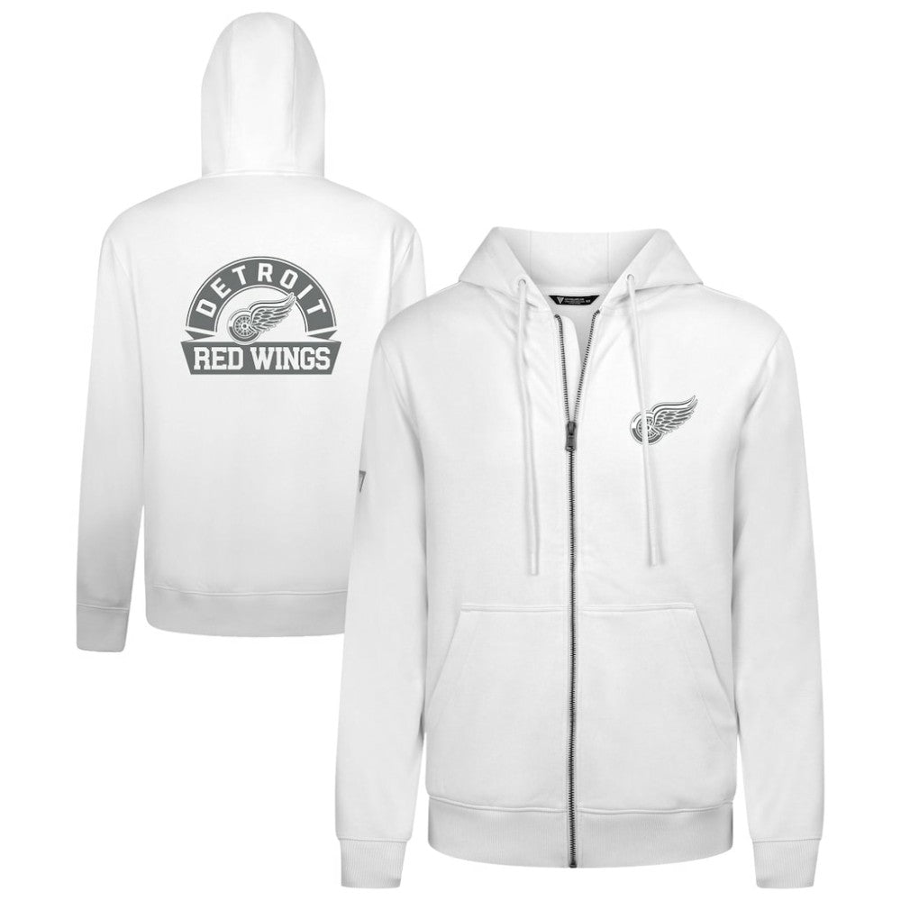 Detroit Red Wings Levelwear Podium Chenille Logo Full-Zip Hoodie - White Hoodies