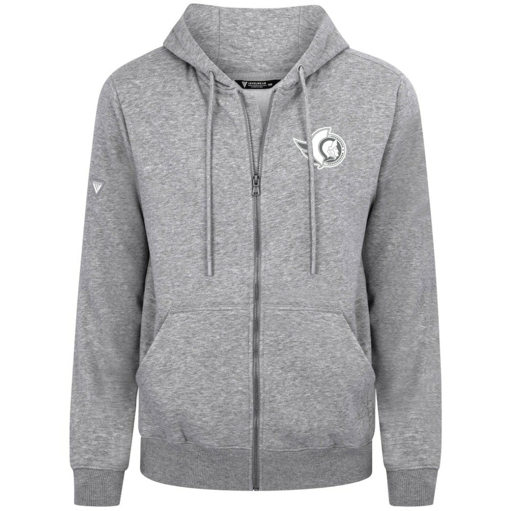 Ottawa Senators Levelwear Podium Chenille Logo Full-Zip Hoodie - Gray Hoodies