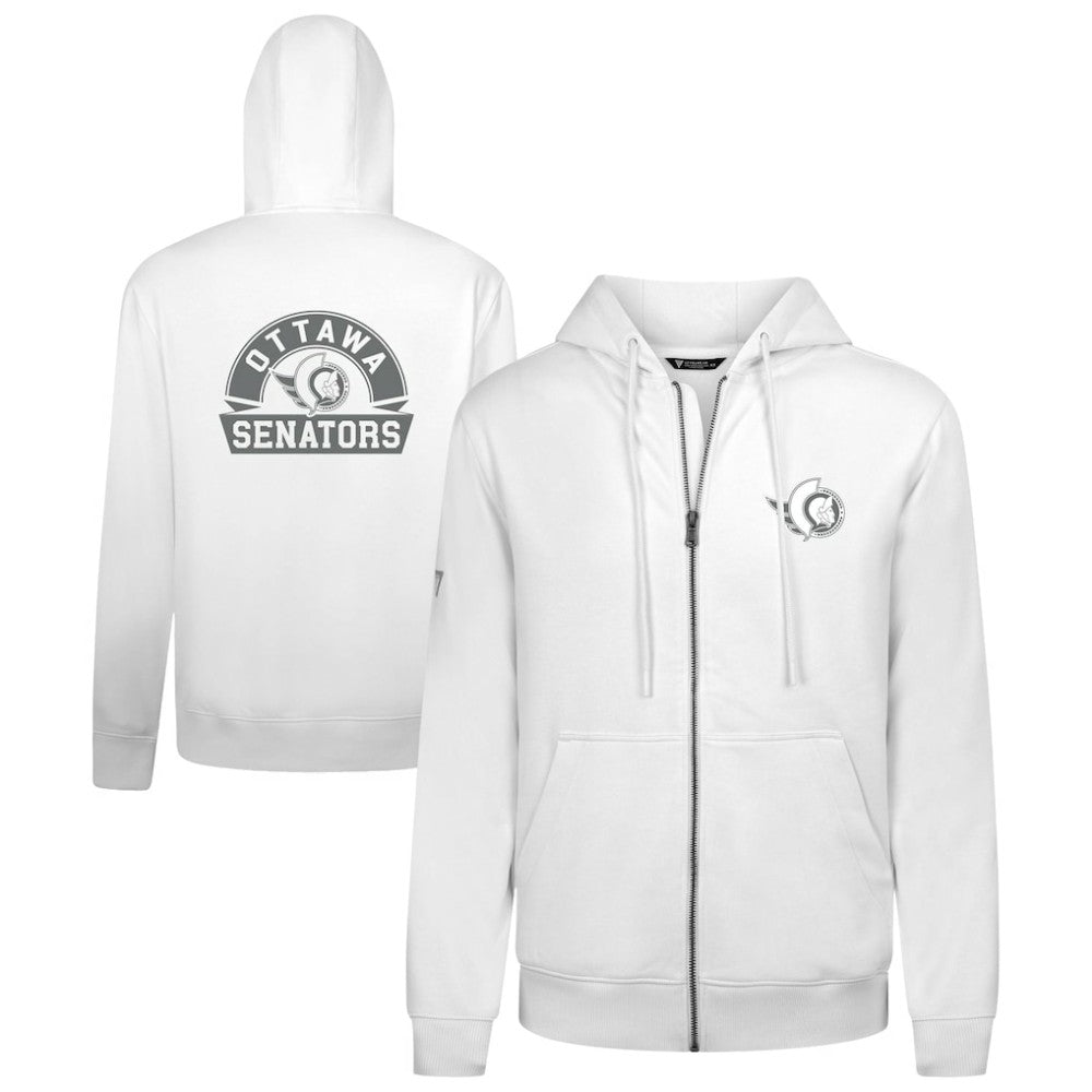 Ottawa Senators Levelwear Podium Chenille Logo Full-Zip Hoodie - White Hoodies