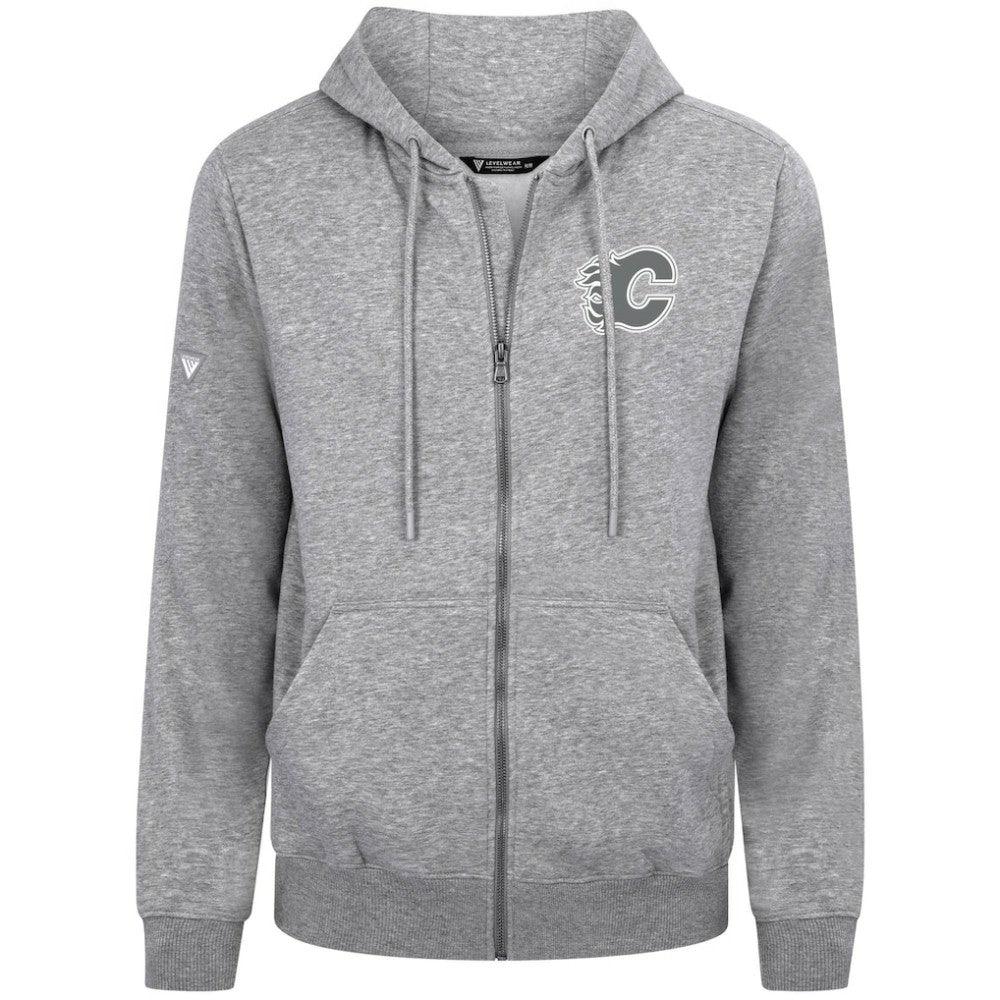 Calgary Flames Levelwear Podium Banner Arch Full-Zip Hoodie - Gray Hoodies