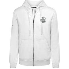 Edmonton Oilers Levelwear Podium Banner Arch Full-Zip Hoodie - White Hoodies