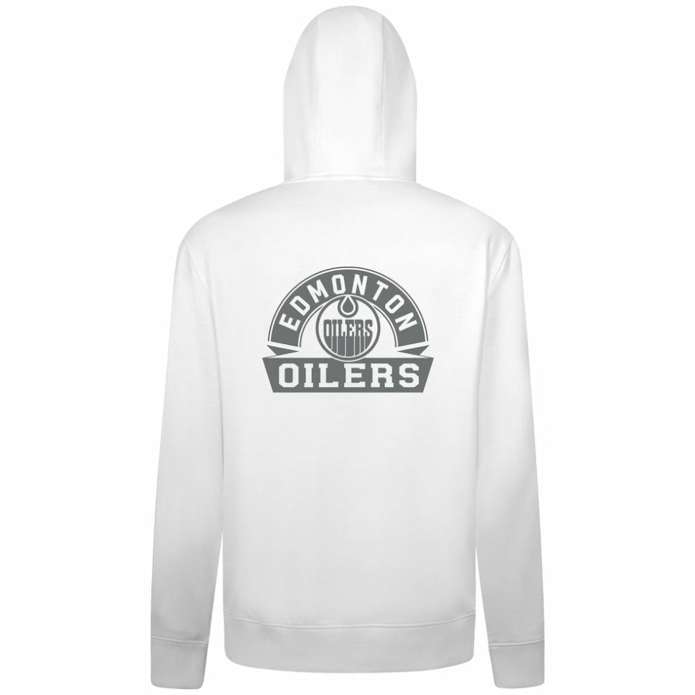 Edmonton Oilers Levelwear Podium Banner Arch Full-Zip Hoodie - White Hoodies
