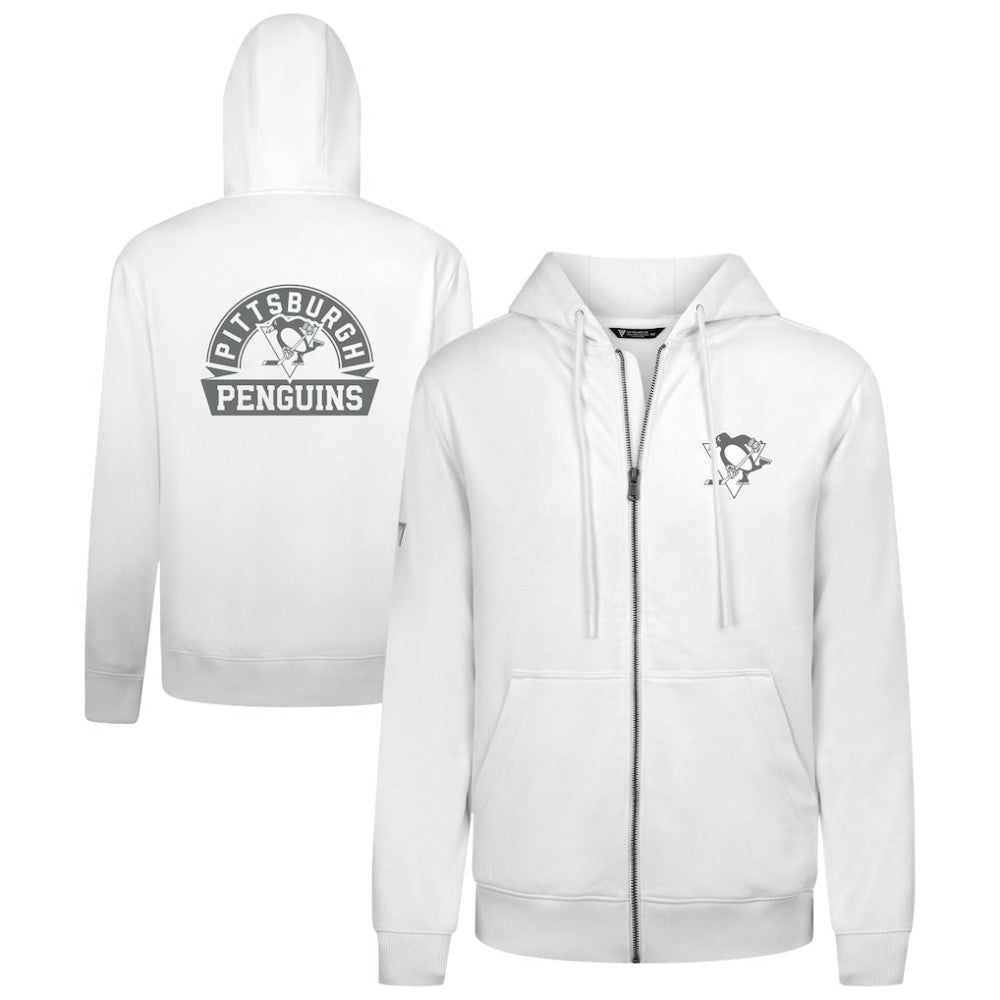 Pittsburgh Penguins Levelwear Podium Banner Arch Full-Zip Hoodie - White Hoodies