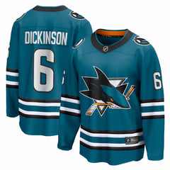 Sam Dickinson San Jose Sharks Fanatics Home Breakaway Jersey - Teal Jerseys