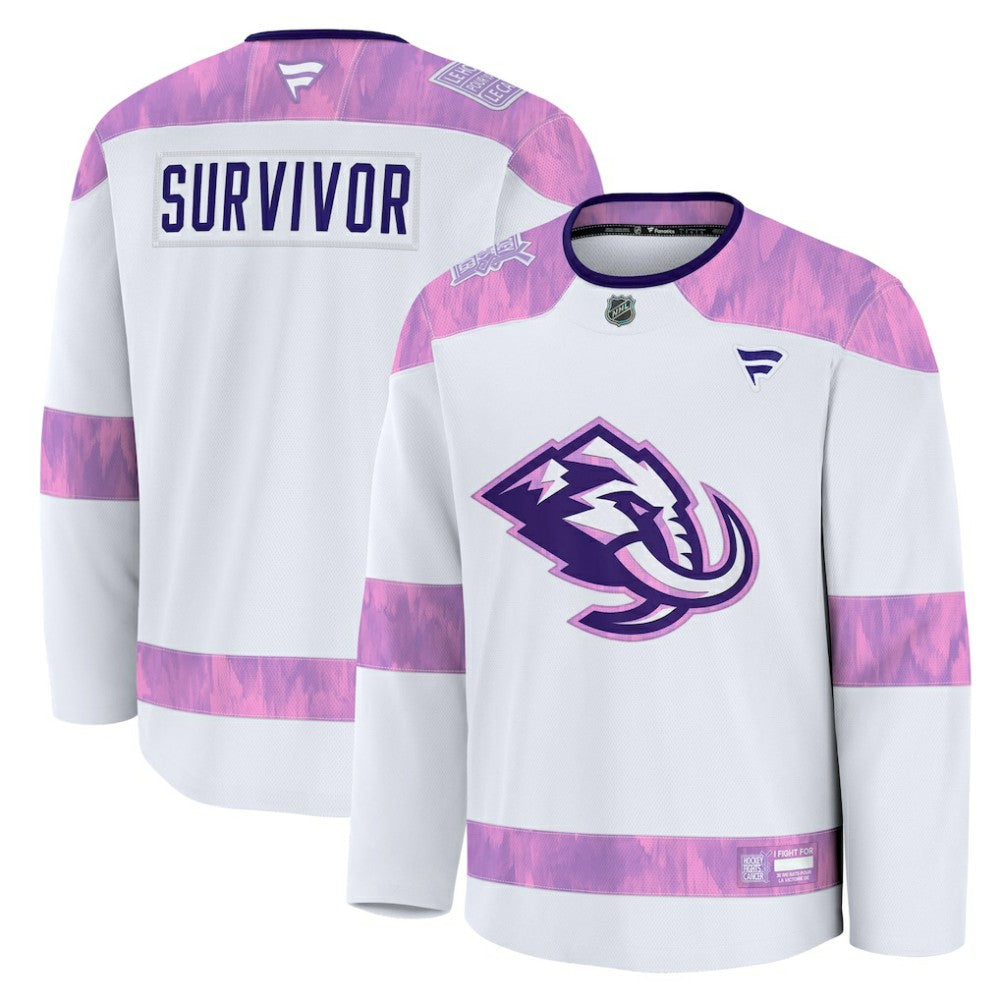 Utah Mammoth Fanatics Hockey Fights Cancer Survivor Practice Jersey - White Jerseys