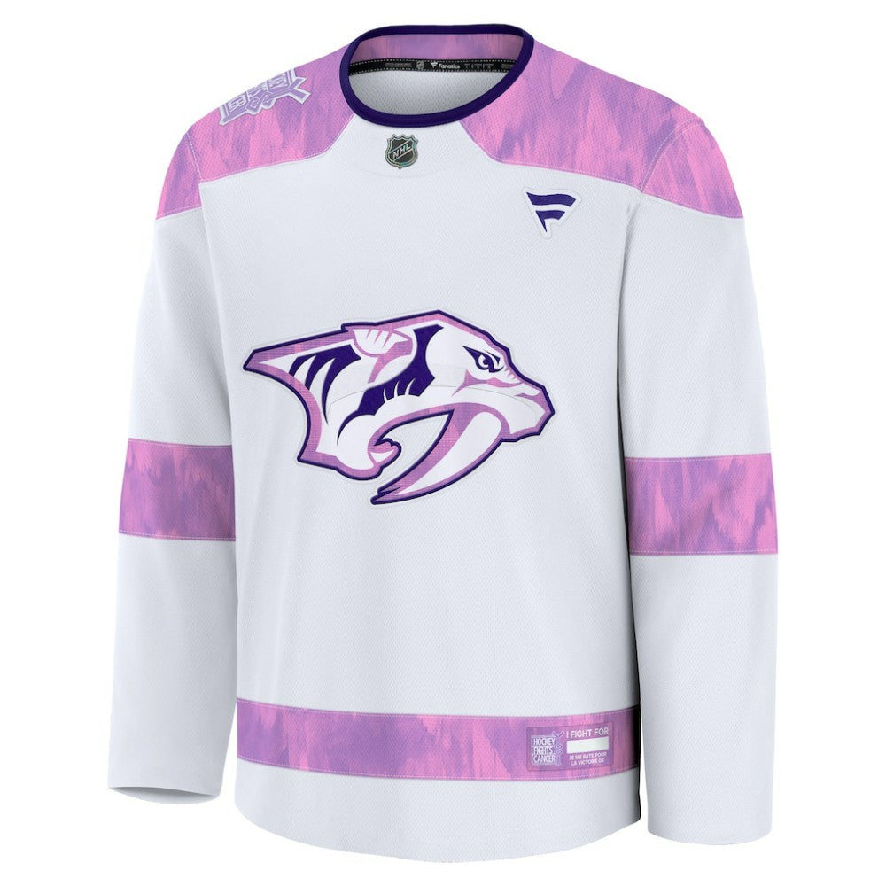 Nashville Predators Fanatics Hockey Fights Cancer Survivor Practice Jersey - White Jerseys