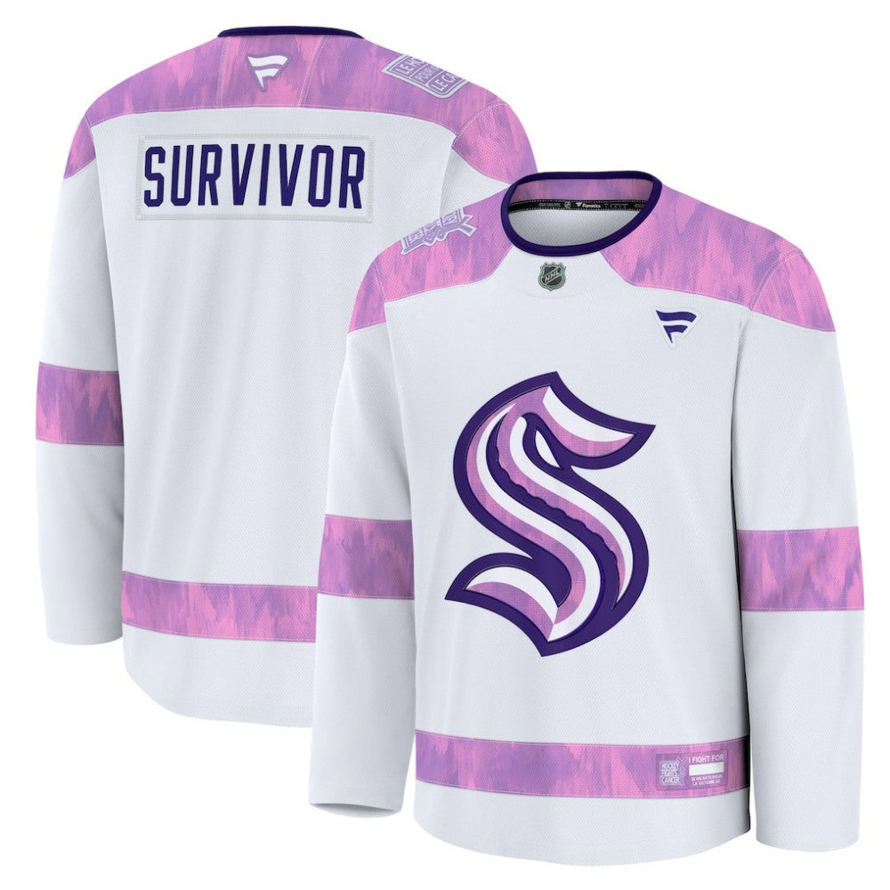 Seattle Kraken Fanatics Hockey Fights Cancer Survivor Practice Jersey - White Jerseys