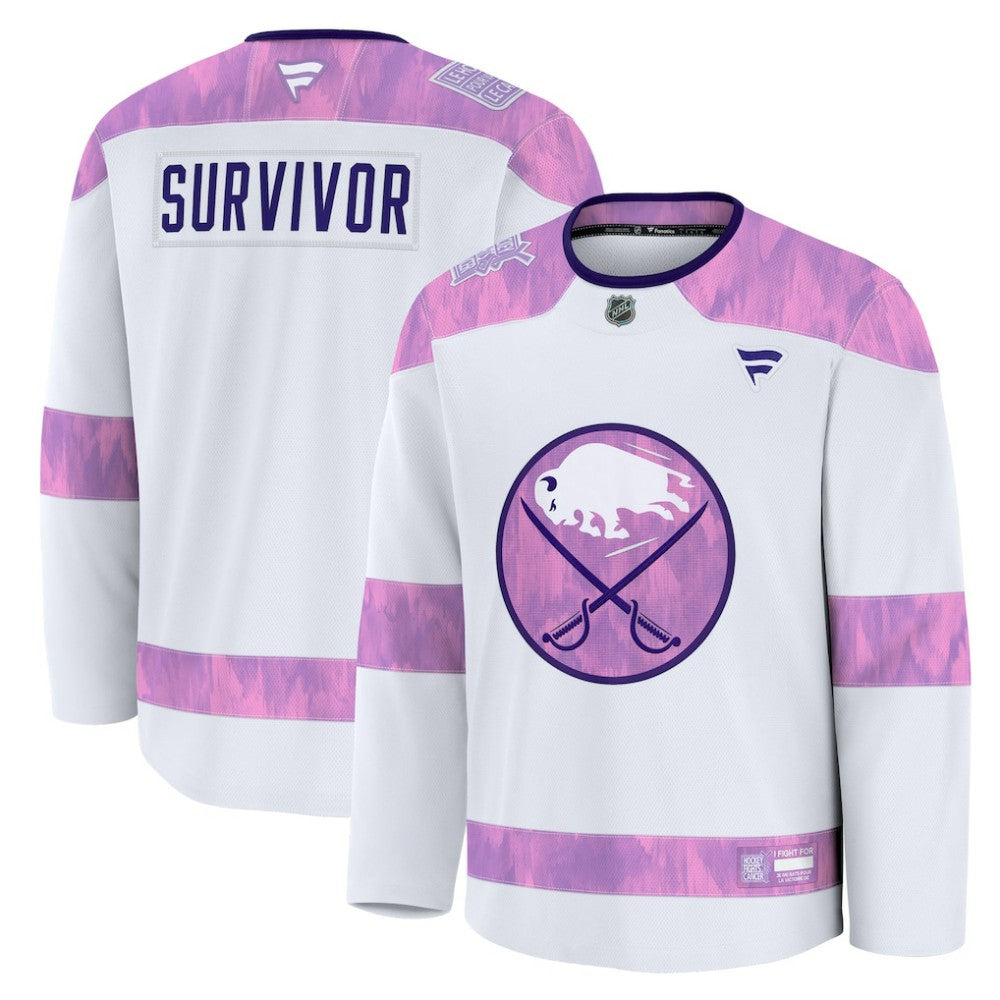 Buffalo Sabres Fanatics Hockey Fights Cancer Survivor Practice Jersey - White Jerseys