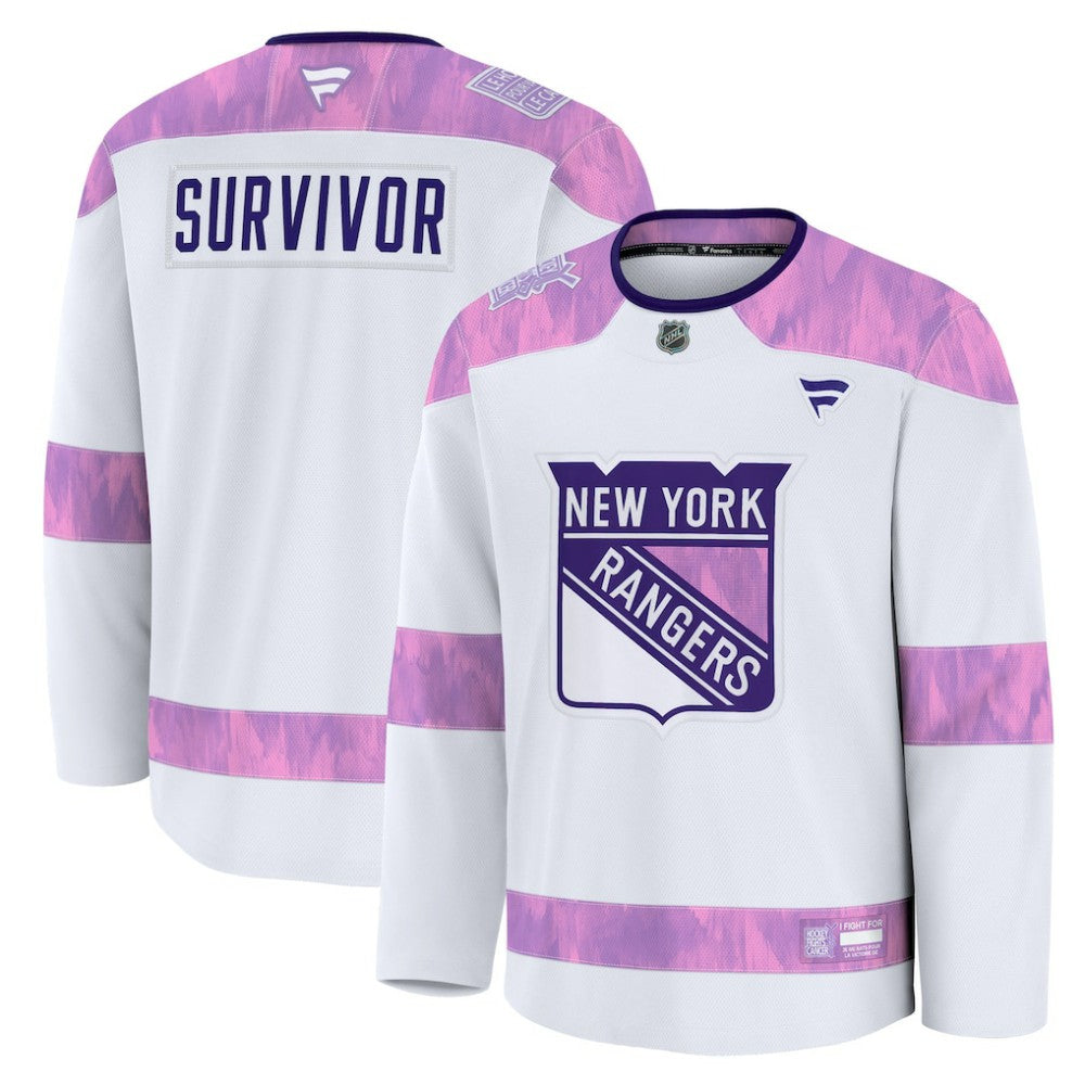 New York Rangers Fanatics Hockey Fights Cancer Survivor Practice Jersey - White Jerseys