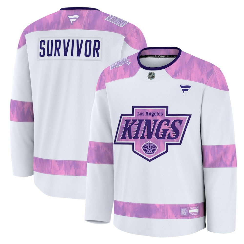 Los Angeles Kings Fanatics Hockey Fights Cancer Survivor Practice Jersey - White Jerseys