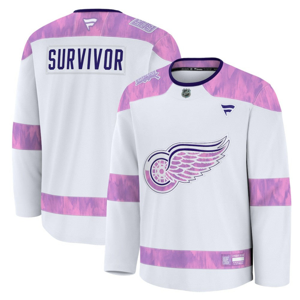 Detroit Red Wings Fanatics Hockey Fights Cancer Survivor Practice Jersey - White Jerseys