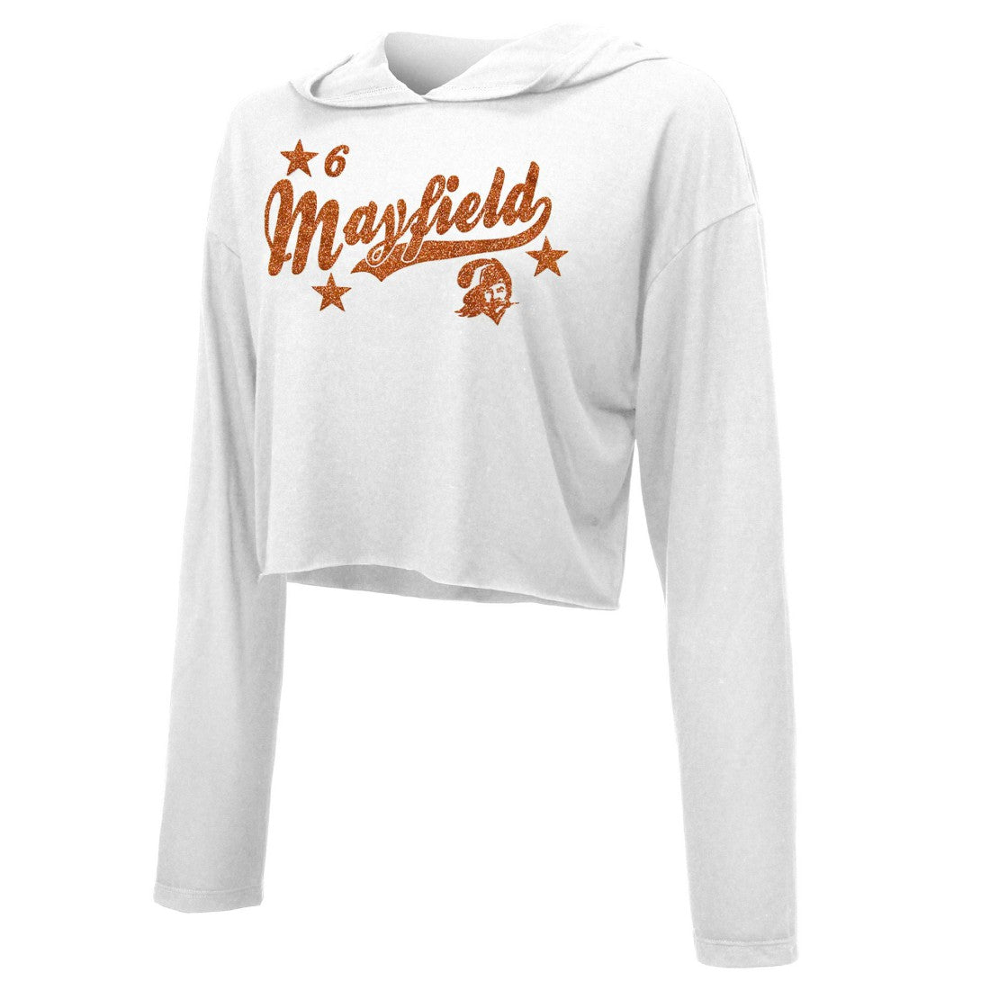 Baker Mayfield Tampa Bay Buccaneers Majestic Threads Women's Glitter Wordmark Hoodie - White cheap