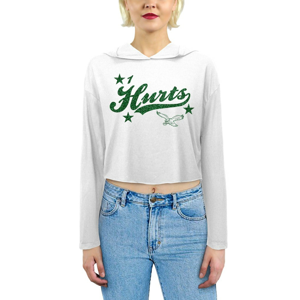 Jalen Hurts Philadelphia Eagles Majestic Threads Women's Glitter Wordmark Hoodie - White online