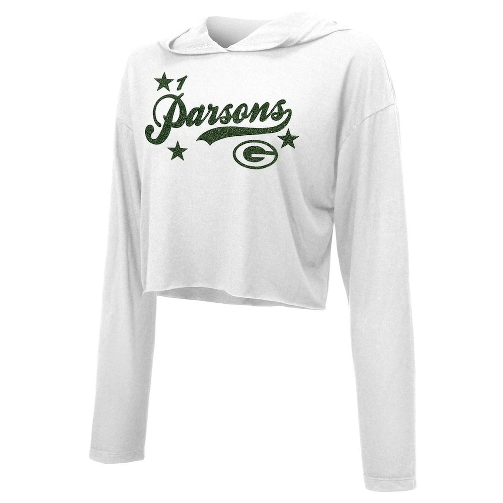 Micah Parsons Green Bay Packers Majestic Threads Women's Glitter Wordmark Hoodie - White for sale