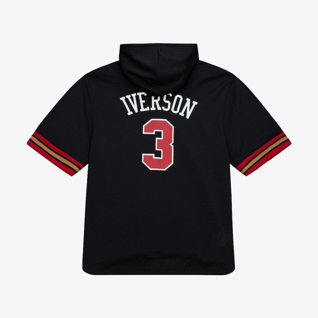 Allen Iverson Philadelphia 76ers Mesh Name & Number Short Sleeve Hoodie - Black outlet