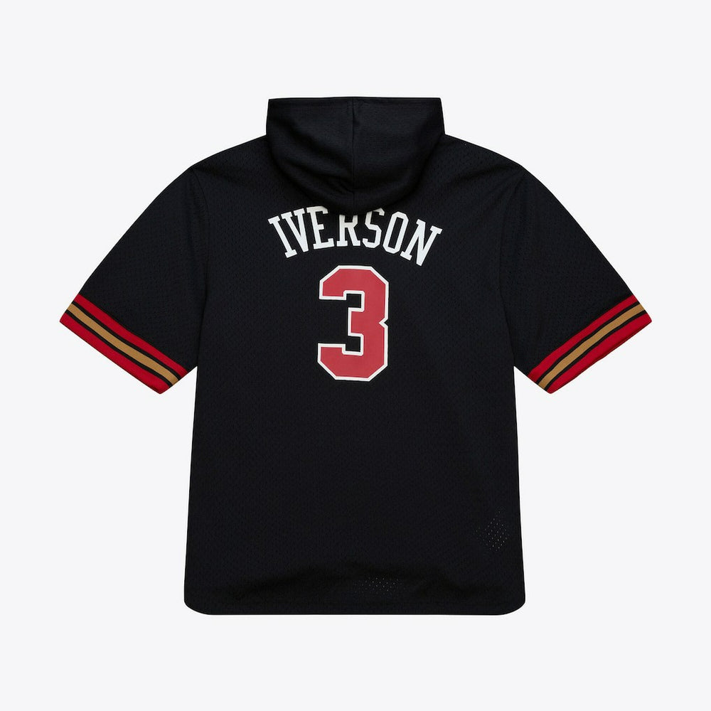 Allen Iverson Philadelphia 76ers Mesh Name & Number Short Sleeve Hoodie - Black outlet