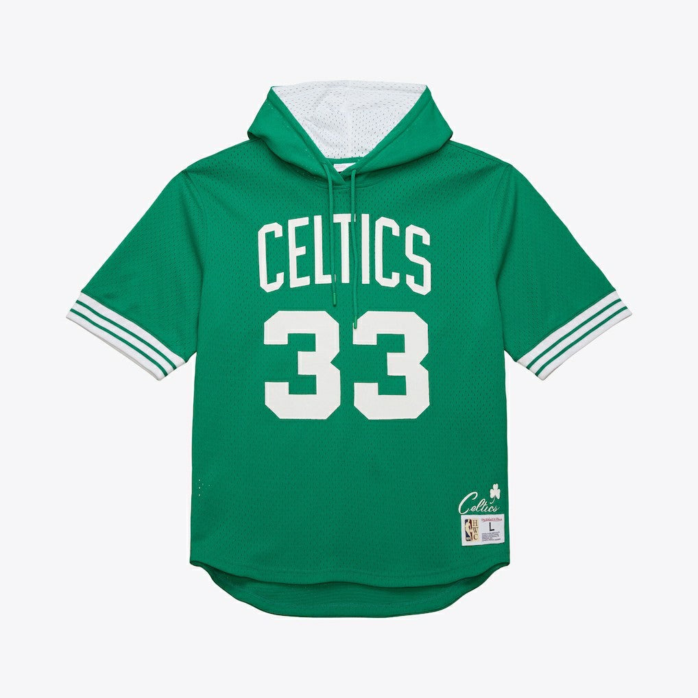 Larry Bird Boston Celtics Mesh Name & Number Short Sleeve Hoodie - Kelly Green online