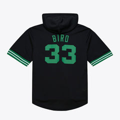Larry Bird Boston Celtics Mesh Name & Number Short Sleeve Hoodie - Black discount