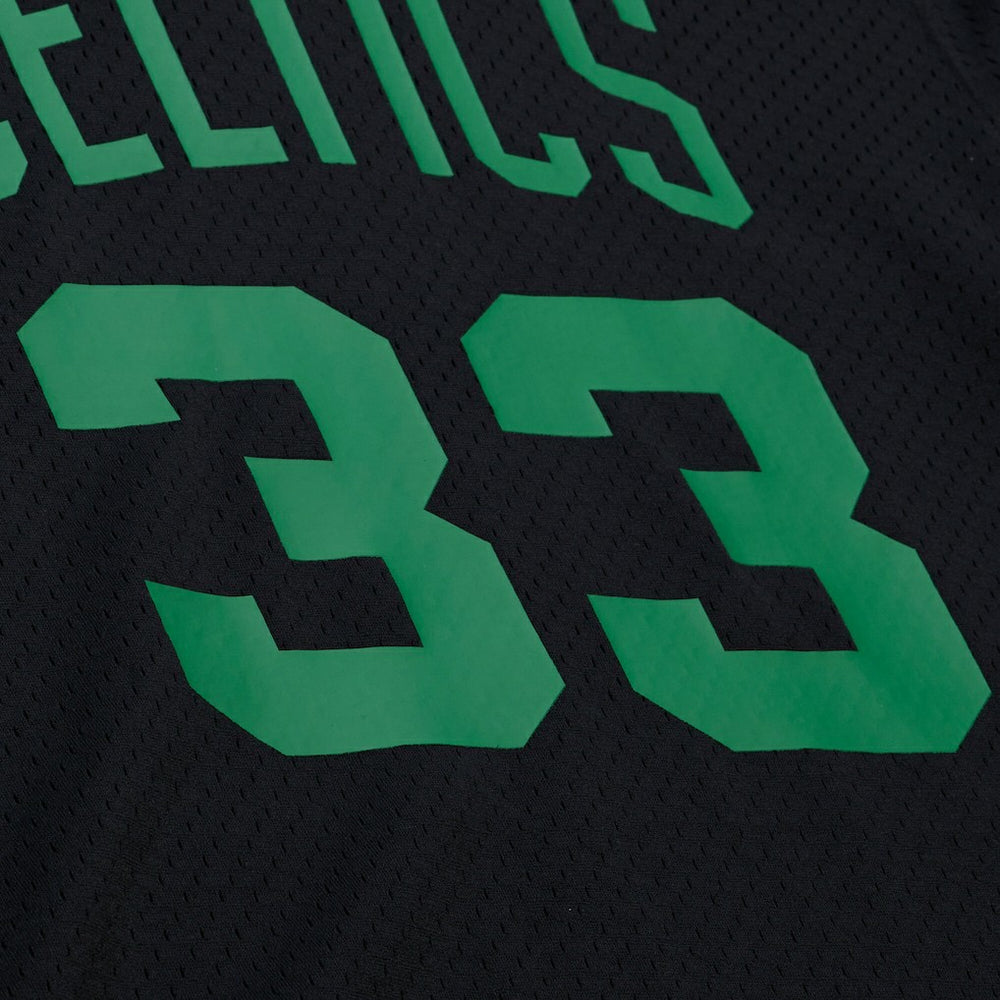 Larry Bird Boston Celtics Mesh Name & Number Short Sleeve Hoodie - Black discount