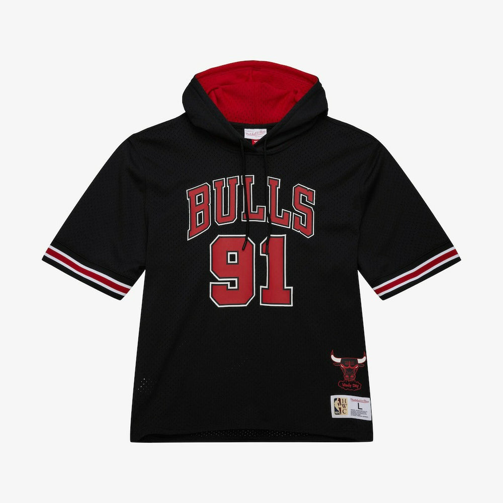 Dennis Rodman Chicago Bulls Mesh Name & Number Short Sleeve Hoodie sale - Black on sale