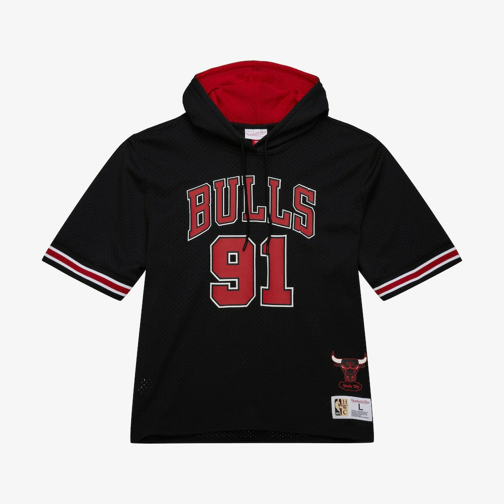 Dennis Rodman Chicago Bulls Mesh Name & Number Short Sleeve Hoodie sale - Black on sale