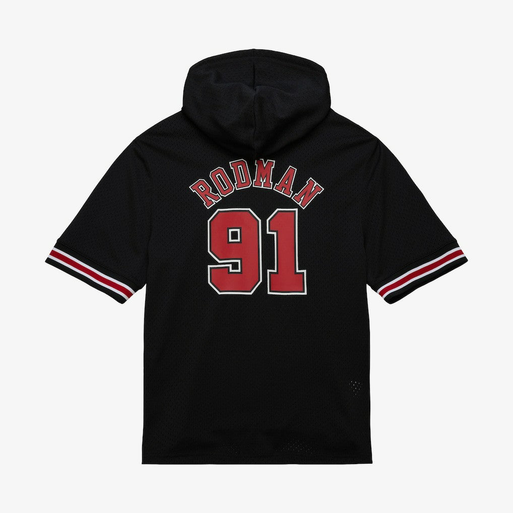 Dennis Rodman Chicago Bulls Mesh Name & Number Short Sleeve Hoodie sale - Black on sale