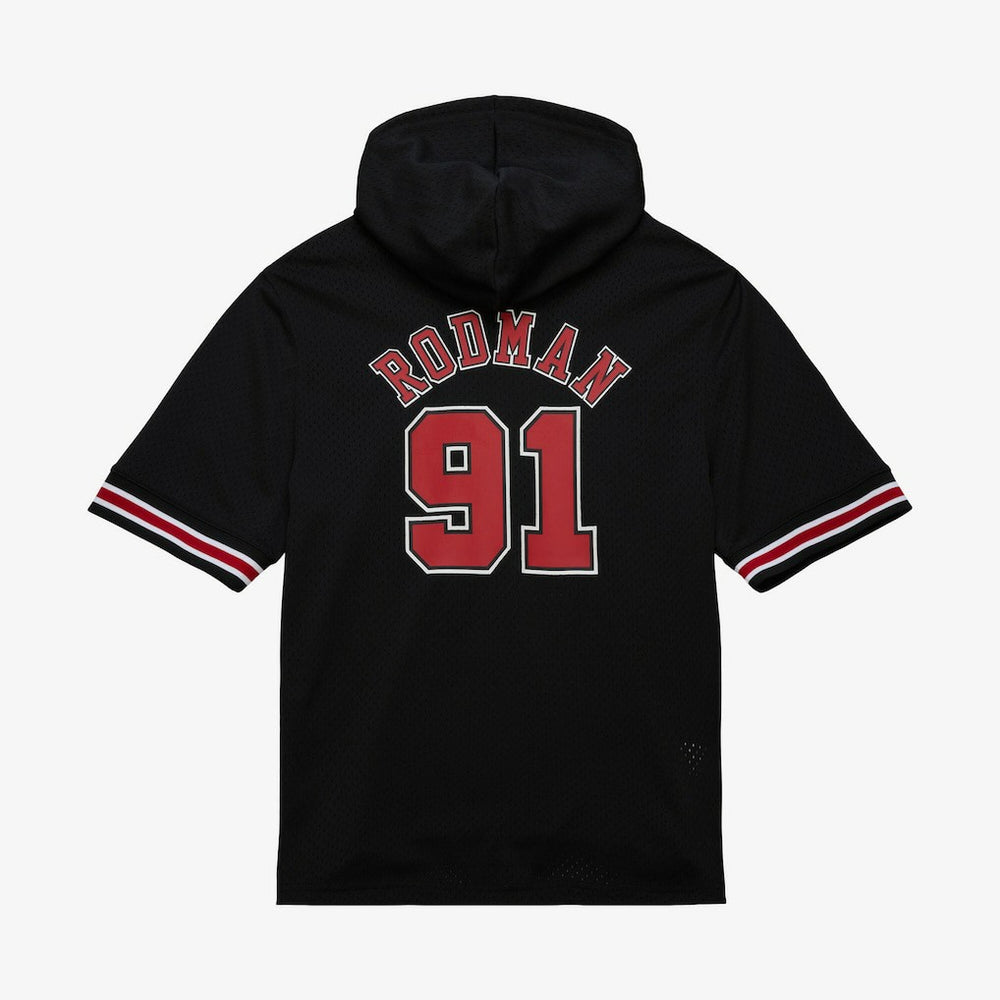 Dennis Rodman Chicago Bulls Mesh Name & Number Short Sleeve Hoodie sale - Black on sale