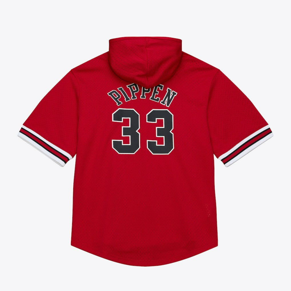 Scottie Pippen Chicago Bulls Mesh Name & Number Short Sleeve Hoodie sale - Red for sale