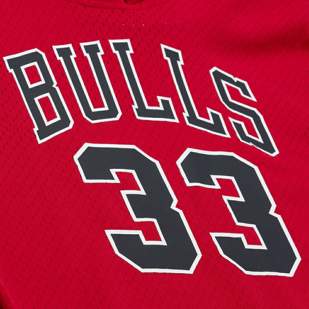 Scottie Pippen Chicago Bulls Mesh Name & Number Short Sleeve Hoodie sale - Red for sale