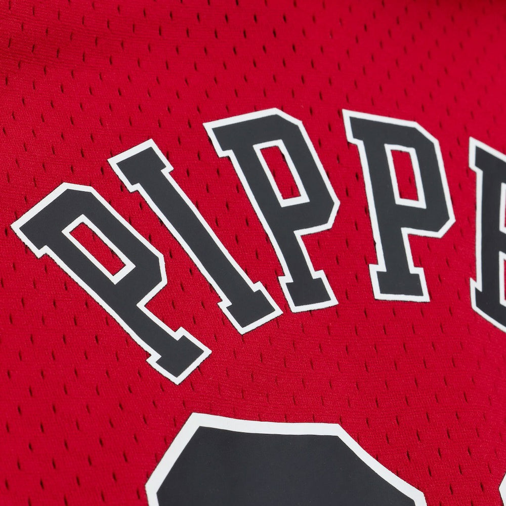 Scottie Pippen Chicago Bulls Mesh Name & Number Short Sleeve Hoodie sale - Red for sale