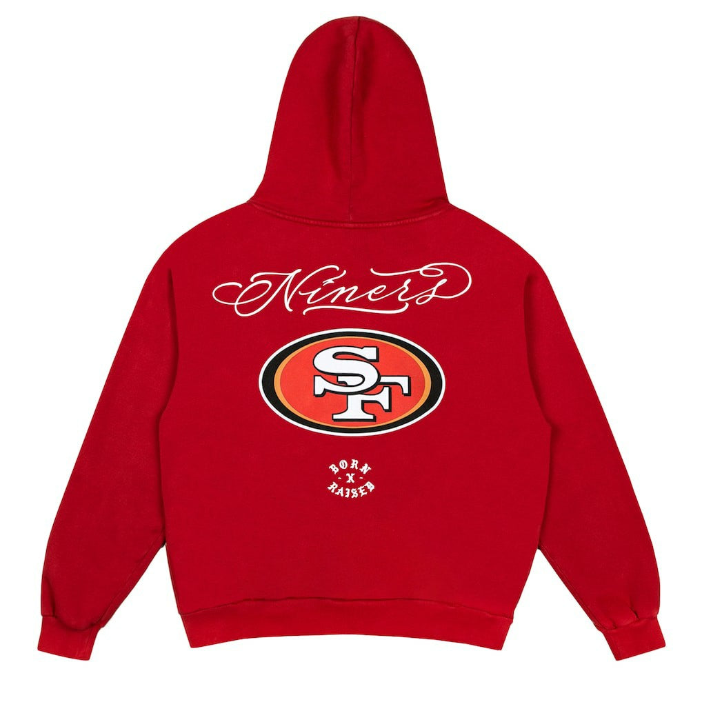 San Francisco 49ers Born x Raised Unisex Fine Line Hoodie - Scarlet for sale