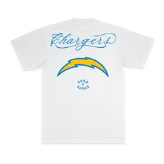 Los Angeles Chargers Born x Raised Unisex Fine Line T-Shirt - White for sale