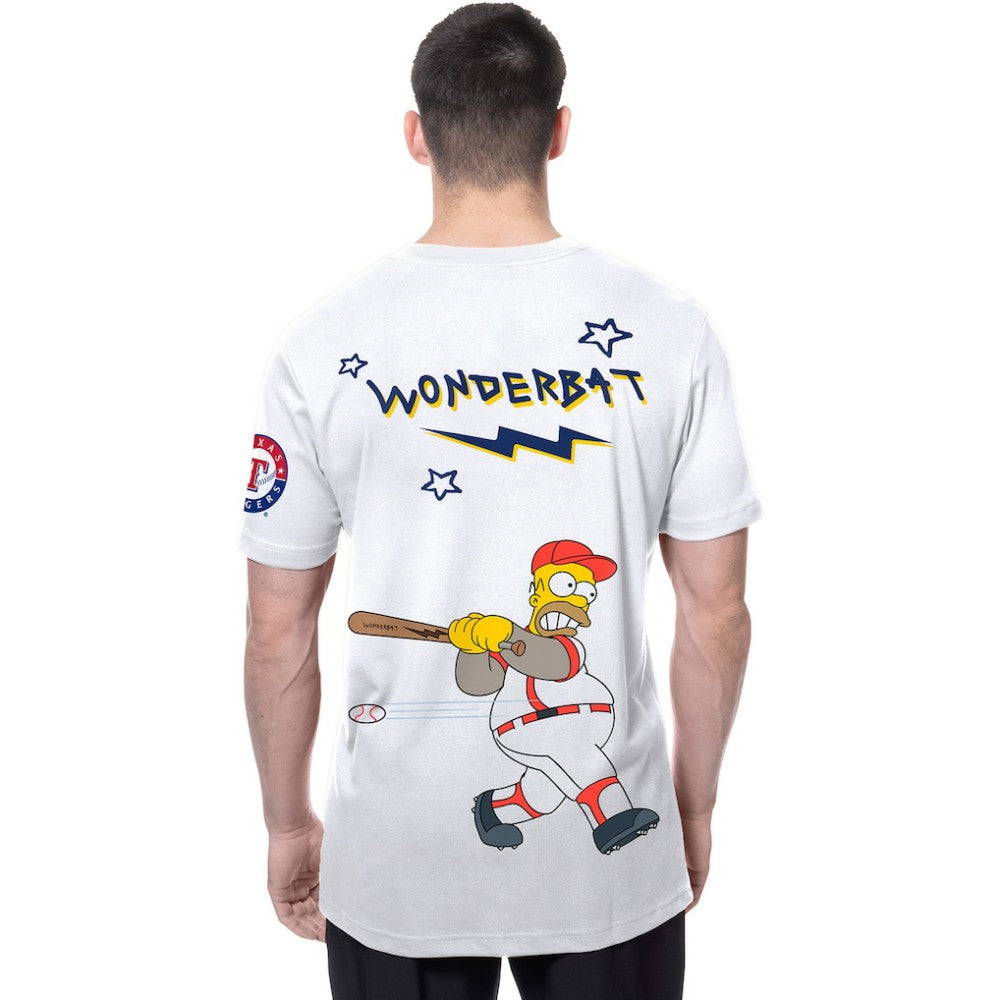 Texas Rangers MLB x Simpsons Homer Wonderbat T-Shirt White